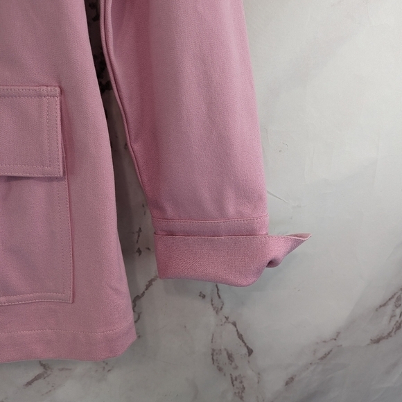 St John Jacket Womens Medium 8 10 Pink Zip Pocket Flip Cuff Bubblegum Light - Picture 11 of 12